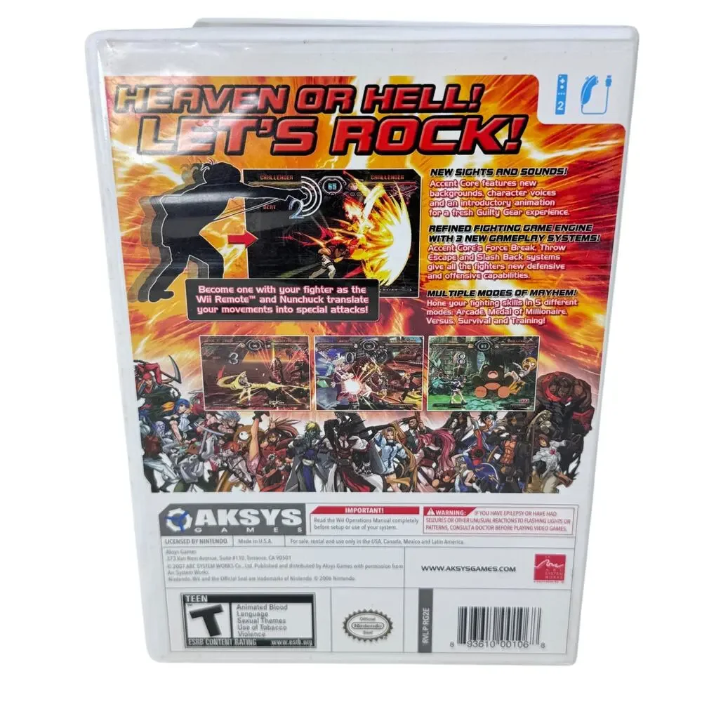 Guilty Gear XX Accent Core - Nintendo Wii Video Game Let's Rock Heaven or‎ Hell!